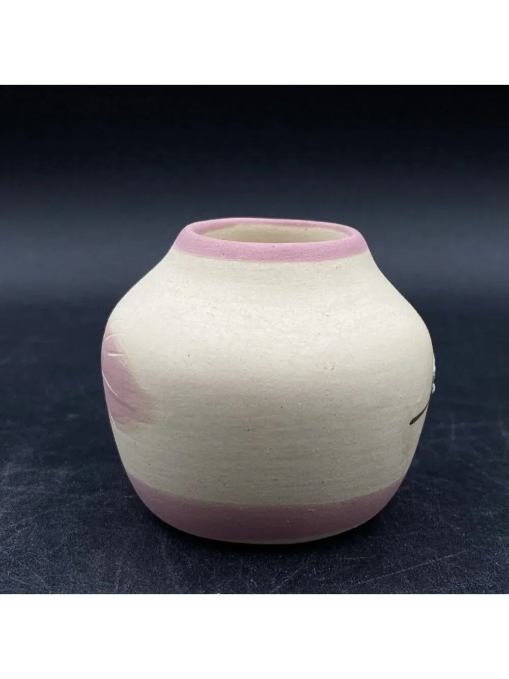 Native American Indian Mini Pottery Rose Feather Southwest Dessert Vase